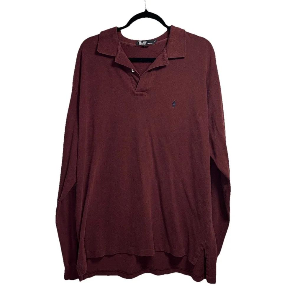 Vintage Polo Ralph Lauren Rugby Shirt‎ Men's XL Maroon Pony Preppy College